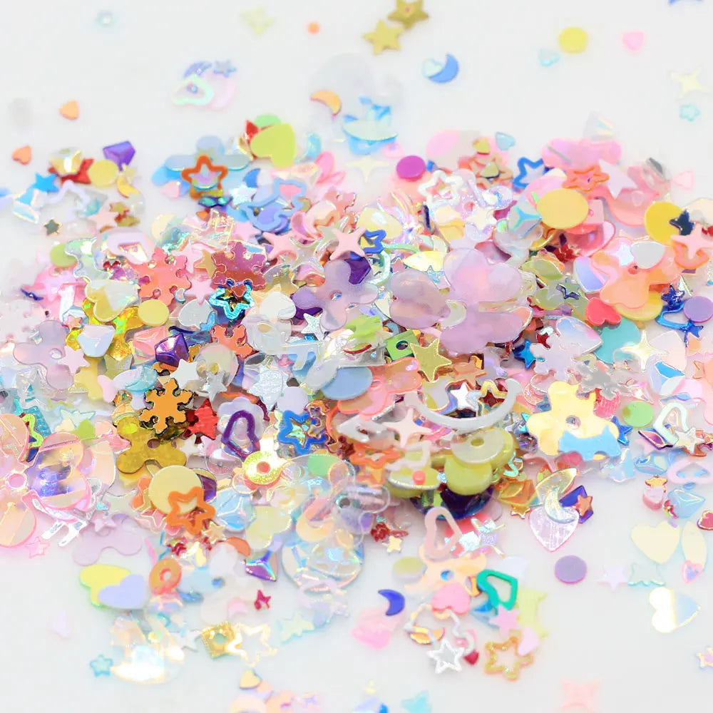 Colorful Heart Star Heart Circle Mix Flakes for Diy Scrapbook Nail Art Accessories