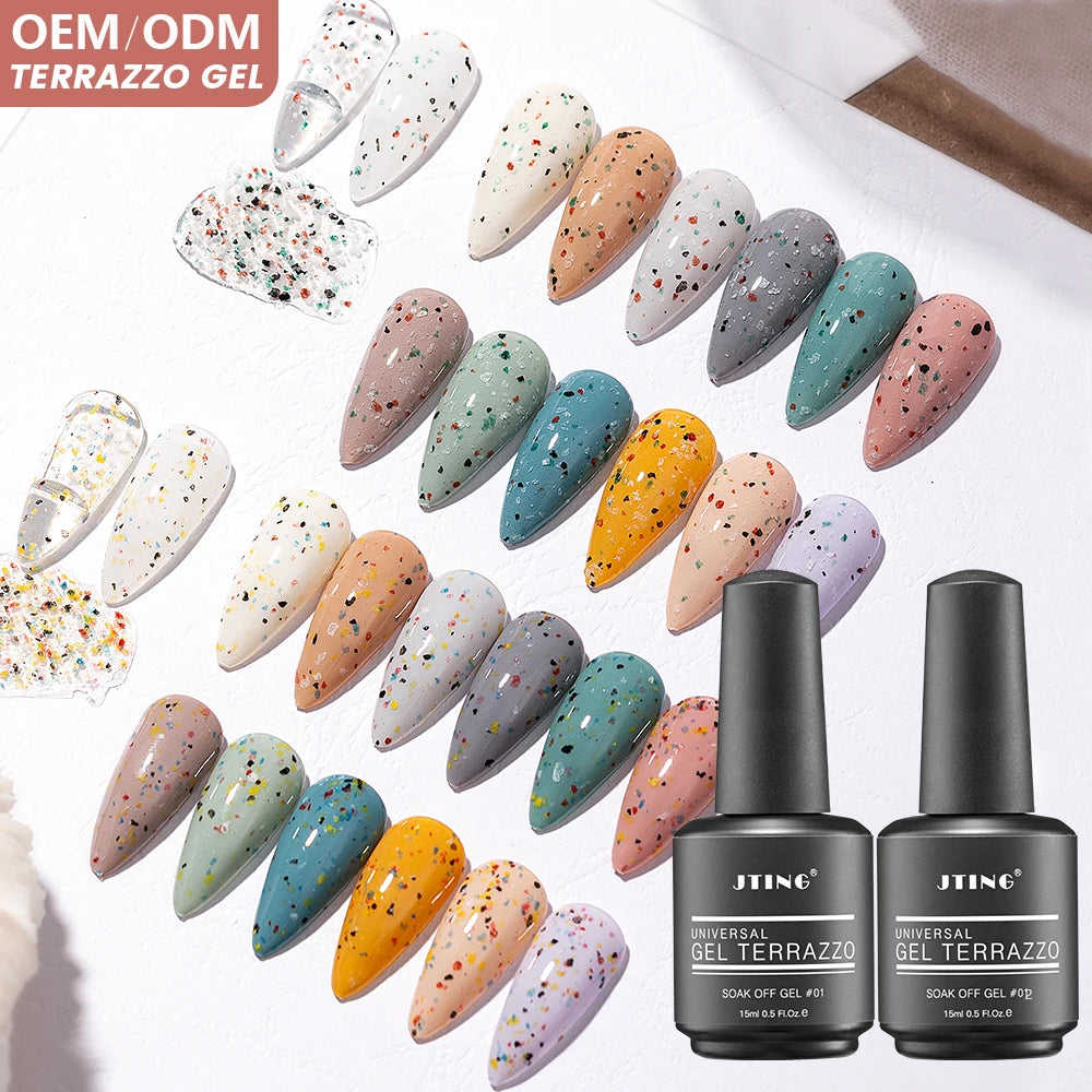 JTING Hot Popular Universal 2colors Terrazzo Eggshell Gel Nail Polish for Any Base Color OEM ODM Free Private Label