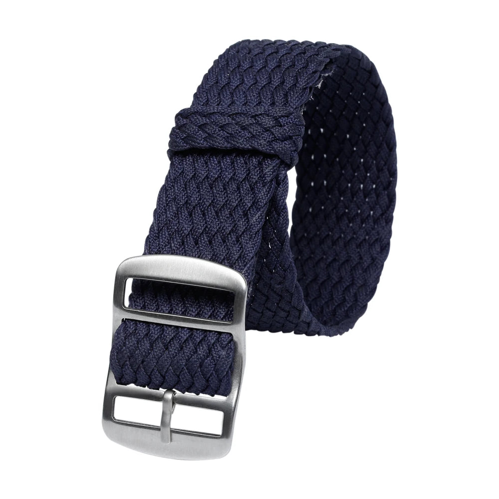 Custom LOGO Braid Nylon Watch Strap 22mm 24mm Blue Perlon Watch Bands Watch Bracelet Perlon Straps With 304 Buckle