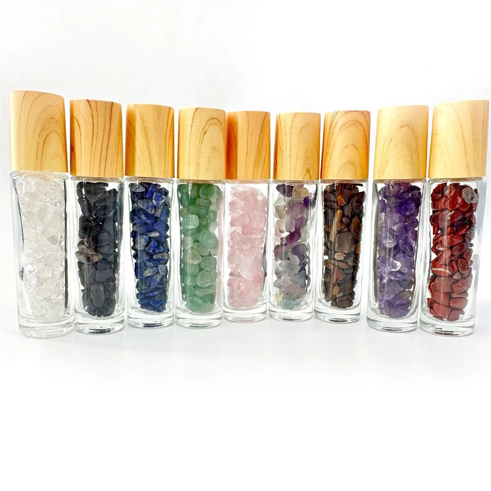 Wholesale 10ml Glass Essential Oil Crystal Bottle Gravel Crystal Roller Ball Perfume Bottle