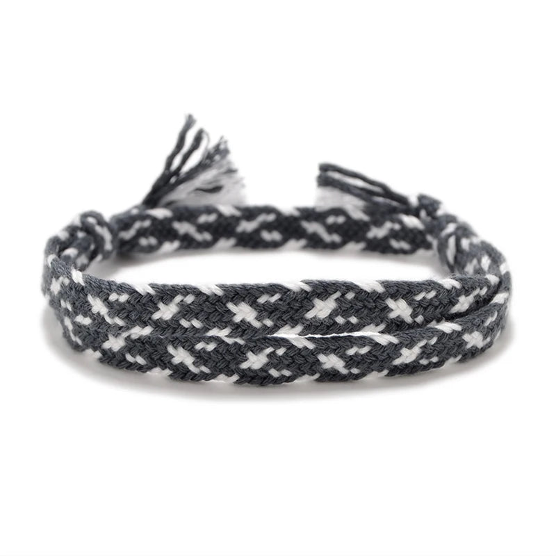 AWW002 Adjustable Diy Woven Braided Rope Bracelet Custom Unisex Friendship Gift Ethnic Geometric Handmade Chemical Fiber