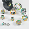 Surgical Steel Ear Stretching Green Flash Film Ear Plugs Body Piercing Jewelry 6-25mm Expander Women Men Stone Main Material