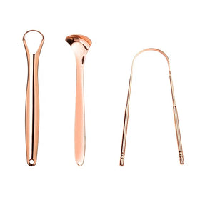 3 in 1Portable 304 Stainless Steel Tongue Scraper Oral Cleaning U Shaped Tongue Scraper Rose Gold Tongue Scraper Kit