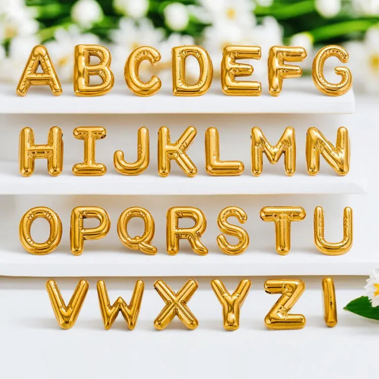 Hot Selling Stainless Steel Gold Bubble Letter Necklace Pendants DIY Name Jewelry Cute Balloon Initial Letter Charms Accessories