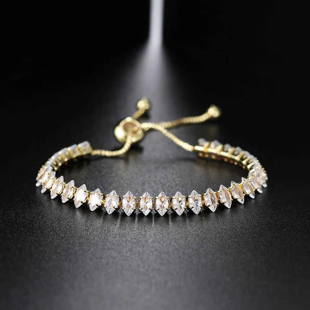 Bling Iced Out Horse Eyes Zircon Bracelet Cubic Zirconia Cz Fine Jewelry Bracelets Push Pull Adjustable Zircon Bracelet