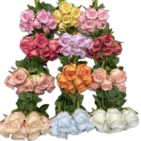 Wholesale 7 Roses Artificial Handmade Decorative Flowers for Living Room for Thanksgiving Graduation & Easter Arrangements