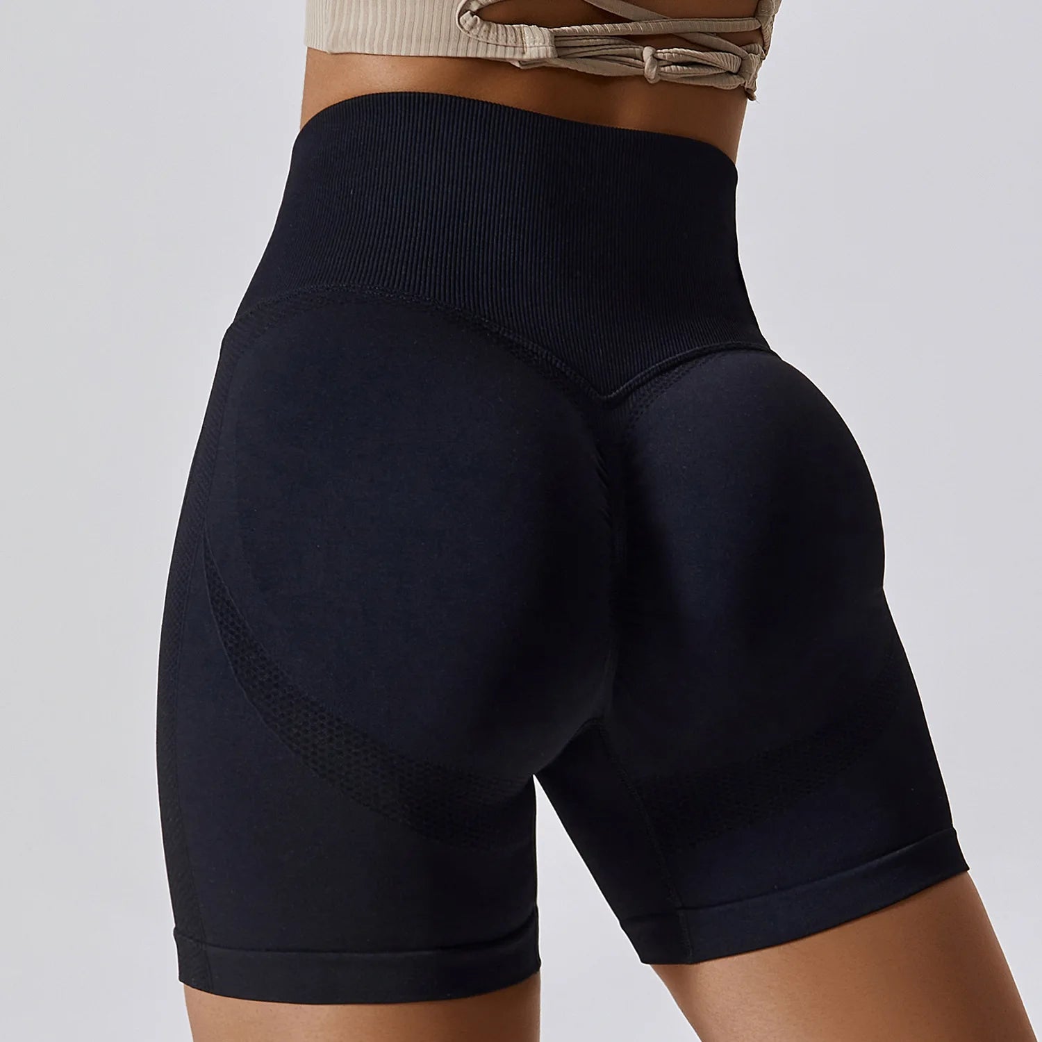Four-Way Stretch High Waist Compression Biker Shorts Gym Apparel Women Fitness Butt Scrunch Yoga Shorts