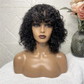 Mayqueen 10a Transparent Ombre Color Short Deep Curly Bob Wig Raw Indian Cuticle Mink Human Hair No Lace Front Wigs With Bang