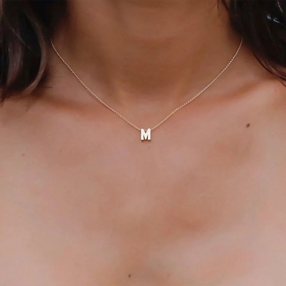 Simple 26 Letter Pendant Necklace Stainless Steel Clavicle Chain Titanium Steel Choker Jewelry Wholesale