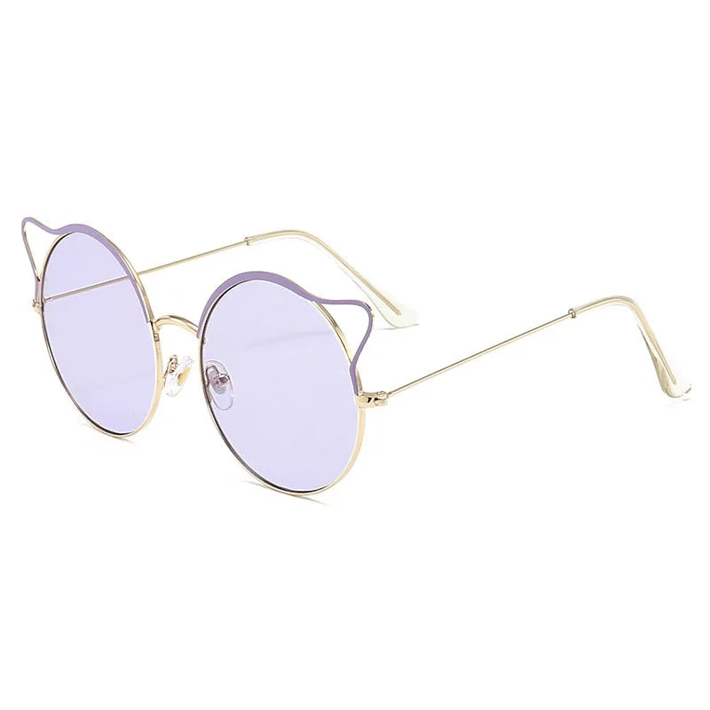 Ins Fashion Cute Metal Frames High Quality Round Shades Uv400 Classic Retro Sunglasses Women Custom Own logo Wholesale