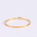 Custom Gift Gold Plated Simple Locking Easy Open Close Engravable Steel Bangle Bracelet for Women