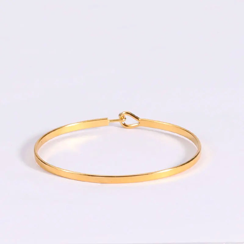 Custom Gift Gold Plated Simple Locking Easy Open Close Engravable Steel Bangle Bracelet for Women