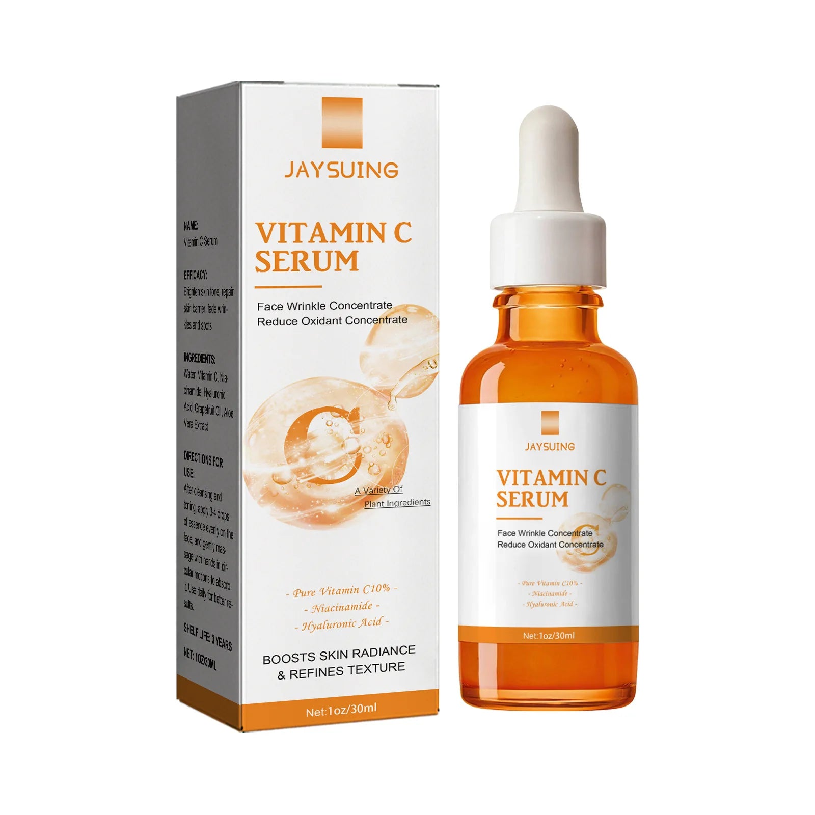 Jaysuing VC Whitening Serum Anti-aging Vitamin C Glow Serum Reduce Wrinkle Serums for Skin