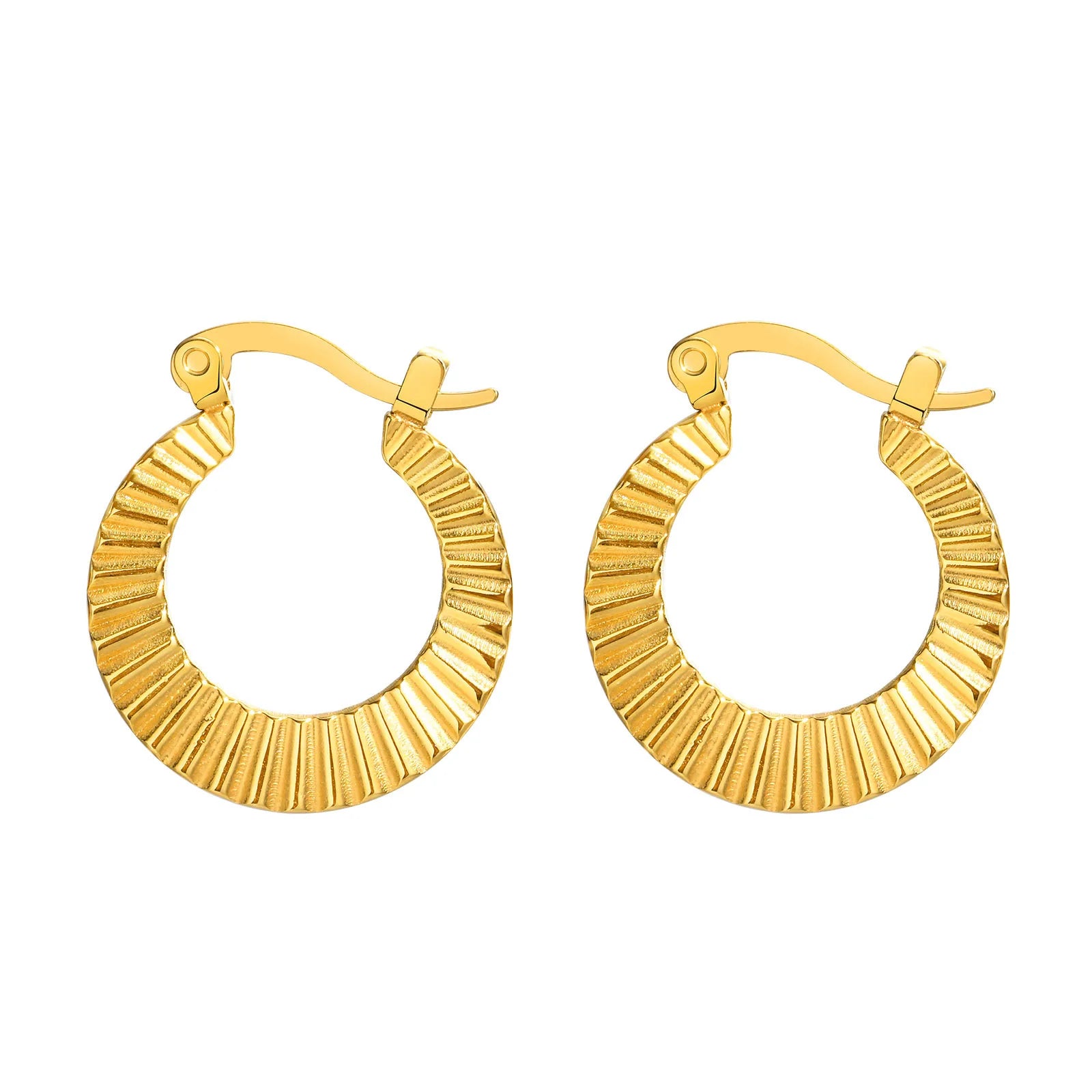 Personalized Gifts 316 Stainless Steel 18K Gold Plating Hoop Spiral Texture Earrings