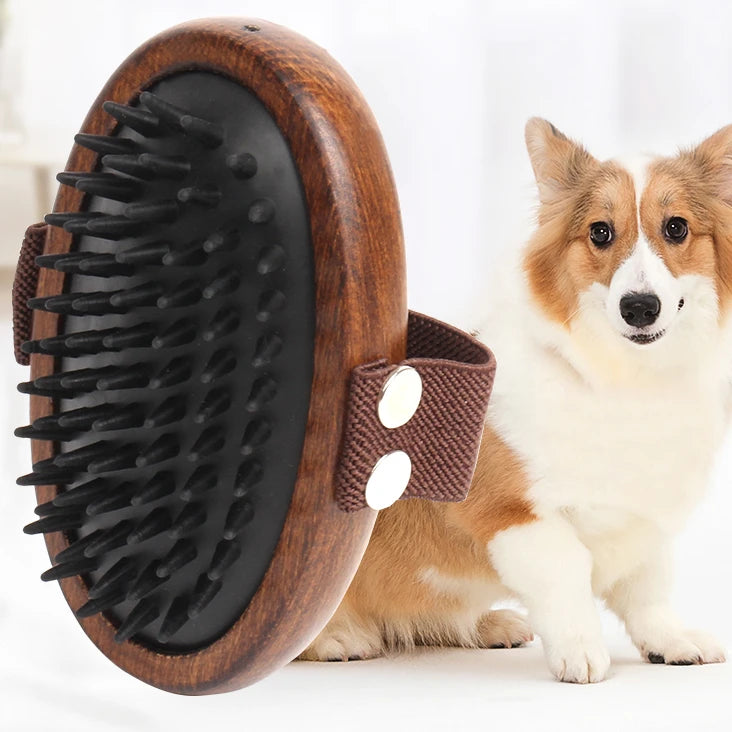 Wholesale Customized LOGO High-grade Classical Wooden Pet Bath Cleaning Bath Brush Cat and Dog Massage Comb Brush for Pets