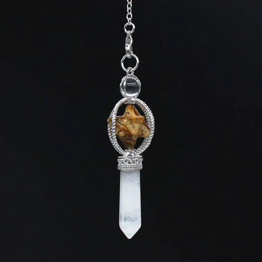 Hongzhuo Natural Stones Pendant Amulet Crystal Meditation Pendulum Picture jasper Reiki Energy for Men Women Jewelry Jewelry