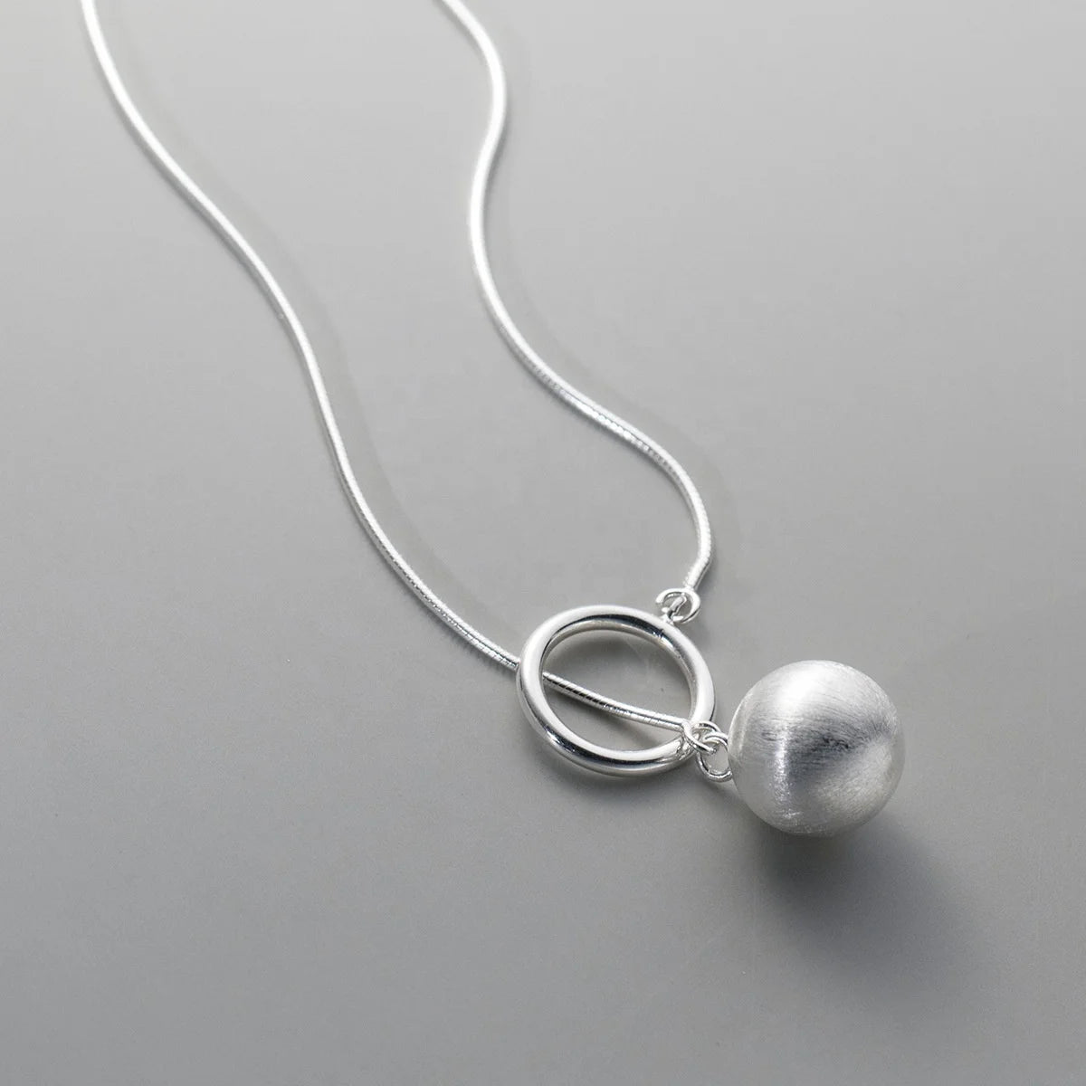 S925 Sterling Silver Brushed Ball Bead Fine Jewelry Necklaces Snake Chain Choker Necklace Designer Necklaces for Women Gift