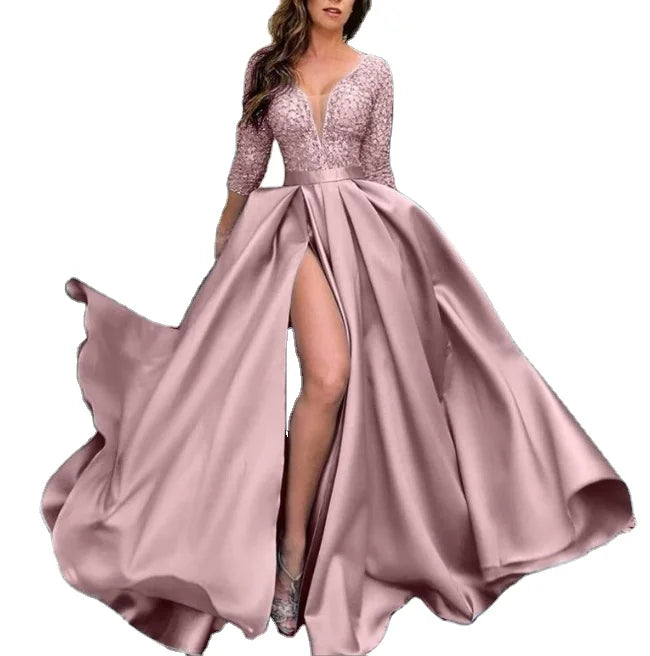 2023 New European and American Women's Big Swing Sexy Long Dress Tail Banquet Elegant Evening Dress