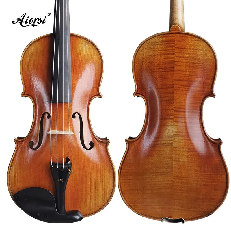 Sinomusik Hot Sale Violin 4/4 Hand Painted Oil Solid Violon Nice Flame Maple Professional Antique Red Brown Violin With Case Bow
