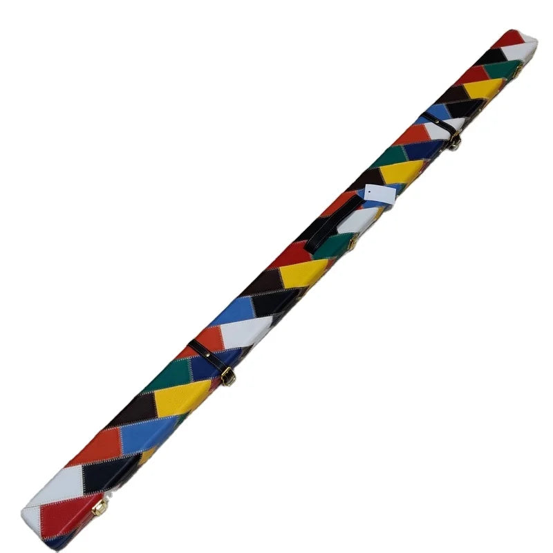 Xmlivet Colorful Patchwork 60" 2 Compartments PU Leather Pool Snooker Cue Case 2pcs 3/4 or 1pc Snooker Cues