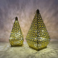 Islamic Arabic Home Decor Gift Sets Festival Christmas Metal Crafts Table Led Lamp Gold Ramadan Outdoor Moroccan Lanterns Lights