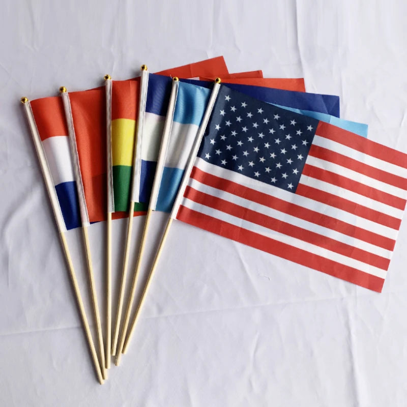 Hot Sales Best Quality Design Your Own Logo All Countries Hand Held Flags Wooden Stick Mini Netherlands Hand Flag