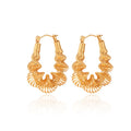 Customized 18K Gold Pleated Texture Earrings High Quality Large Stainless Steel Geometric Hoop Earrings for Women