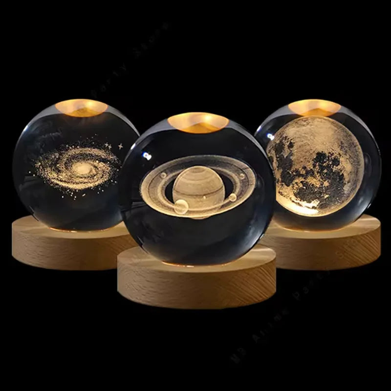 Custom K9 Galaxy Crystal Ball Night Lamp Laser Engraved Christmas Valentine's Day New Year Decor Gift for Crystal Crafts