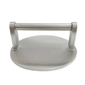 Customizable Silver Stainless Steel Manual Steak Burger Press Metal Handle 150mm Diameter 5mm Thickness 1kg Home Kitchen Use
