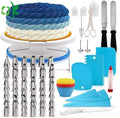 OKSILICONE Multi Function 106 Pieces Cake Decorating Tools Kits Supplies Silicone Pastry Bag Icing Tips Set with Cake Turntable