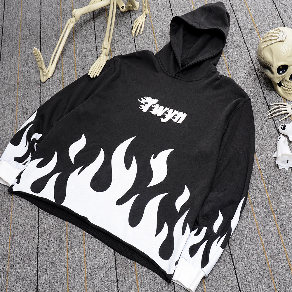 Custom 3D Puff/foam Print Embroidered Raw Hem Pullover Cut Edge No String Graphic Winter Regular Length Oversized 100% Cotton