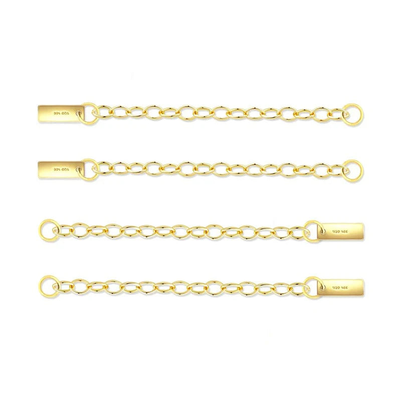 1/20 14K Stamped Gold Filled 1mm1.2mm1.5mm2.3mm Link O Chain 6.2cm Extension Chain With Rectangle Tail DIY Jewelry Accessory