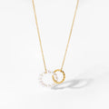 Nabest Stainless Steel Double Rings Lariat Pendant Necklace Jewelry Women 18K Gold Plated Imitation Pearl Necklaces