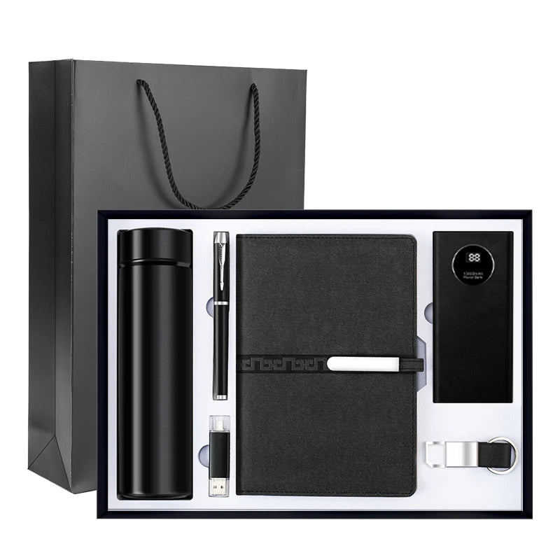 Centralized Procurement Available PU Leather Notebook Thermos 6 in 1 Business Souvenirs Gift Box Set