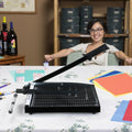 Black A4 Manual Paper Trimmer with Metal Base for Cardboard Photos and Office Home School Crafts