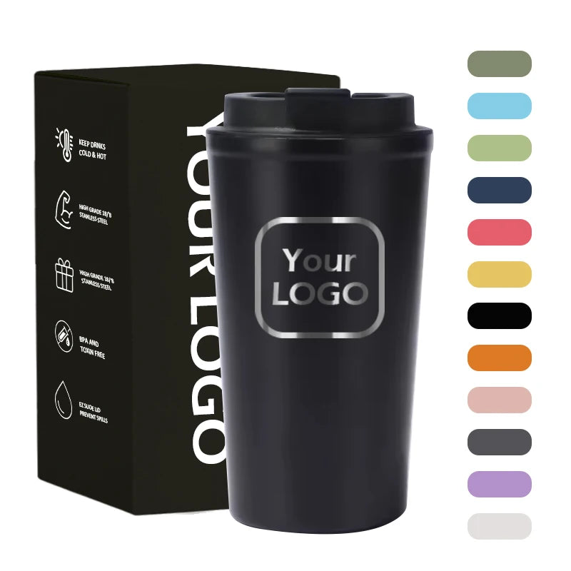 500ml Double Wall Powder Coating Insulated Stainless Steel Tumbler Coffee Mugs in Five Colors Leakproof for Water Usage
