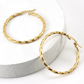 Wholesale Jewelry Bulk Designer Stainless Steel Gold Plated 15-40mm Twist Weave Hoop Earrings for Women Gift