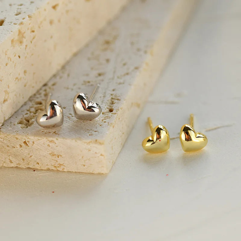 Minimalist Cute Stud Earrings Heart Earrings S925 Sterling Silver Earrings for Women