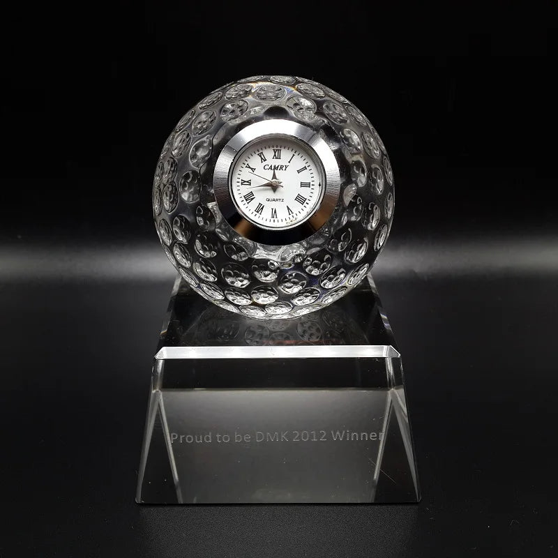 Personalized Crystal Trophy Crystal Golf  Clock for Club Souvenirs