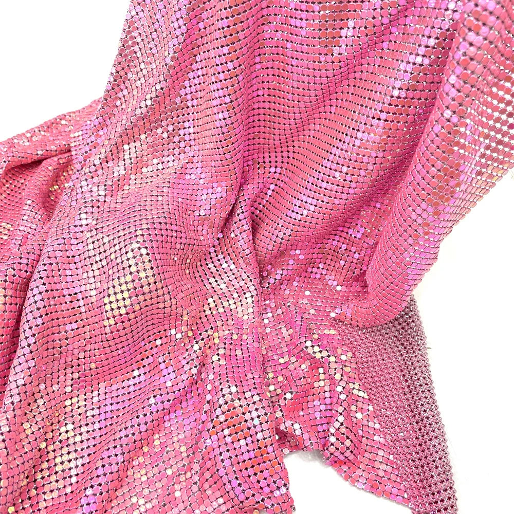 S536 Soft Aluminum Metallic Sequin Fabric Metal Mesh Fabric for Table Cloth and Party Dress