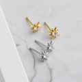New Fashion Silver Earrings Jewelry 925 Sterling Silver Small Star Stud Earrings with White Diamond Gold Plated Earrings Women