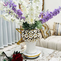 European Style Handmade Floral General Ginger Jar Golden Plated Ceramic Vase for Living Room Foyer Home Decoration Accessories