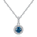 Exquisite Fine Jewelry Disc Shape Zircons Pendant 925 Sterling Silver Round Gemstone Necklace for Women