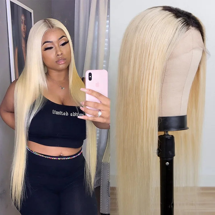16 Inch 1b613 Cheap HD Lace Frontal Human Hair Short Ombre Wig 13x4 13x6 Straight HD Lace Front Human Hair Wig