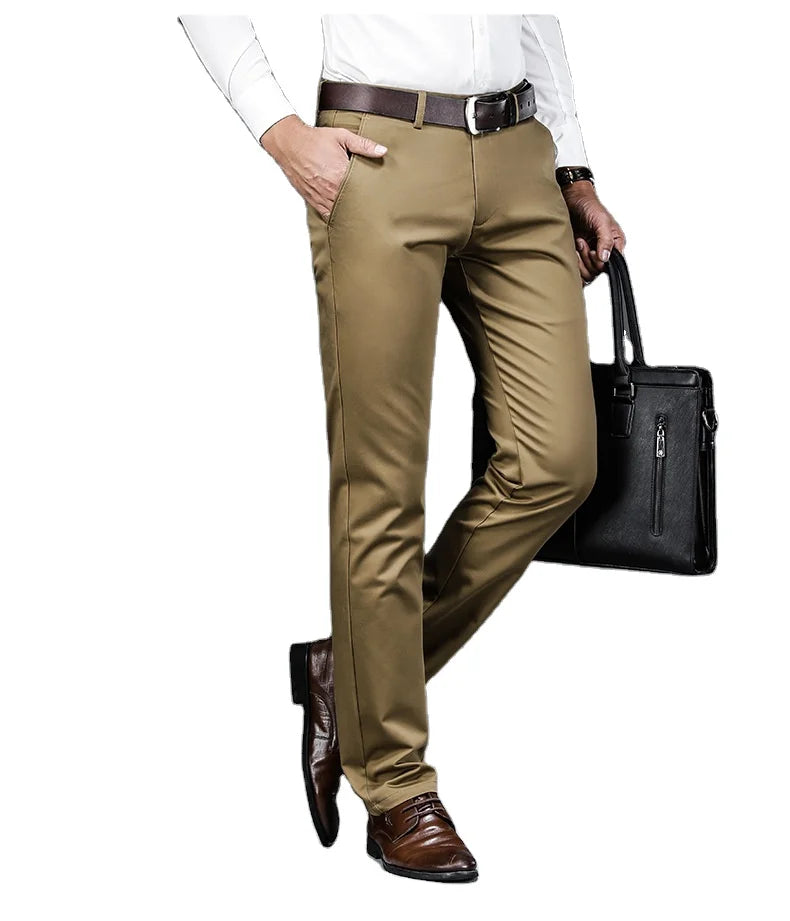 High Quality Office  Black Plus Size Men's Straight Business Casual Trousers Men Dress Pants