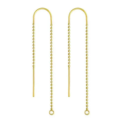 Beadsnice U-Threader DC Bead Chain Drops With Ring 14K Gold Dangle Drop Wire Earring
