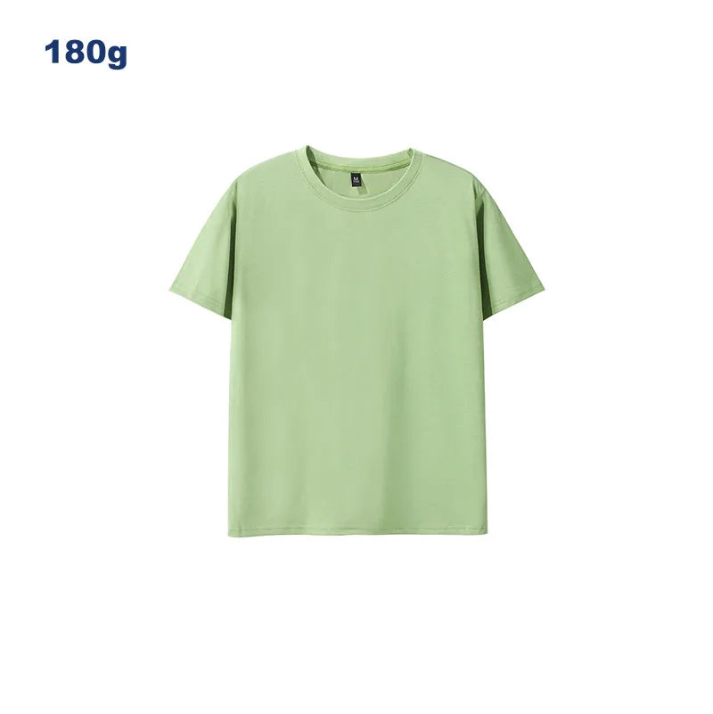 180 Gsm 100% Cotton Casual T-Shirts Custom Logo Screen Printed Solid Design with 200g Fabric Weight Knitted Blank T-Shirts