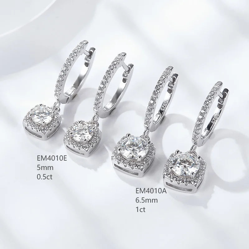 Starsgem Hoop Silver Earrings 925 Sterling Silver Moissanite Custom Made 18k Gold Plated Drop Earrings
