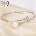 B138 10-11mm 925sterling Silver Gold Plated Wholesale Freshwater Pearl Charm Bracelet Mounting Fancy Jewelry Resizable for Women