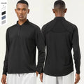MAYYOUNG New Fashion Nude Fitness Stand Collar Half-Zipper Henry Shirt for Men Running Workout Long Sleeve Sportswear Clothes